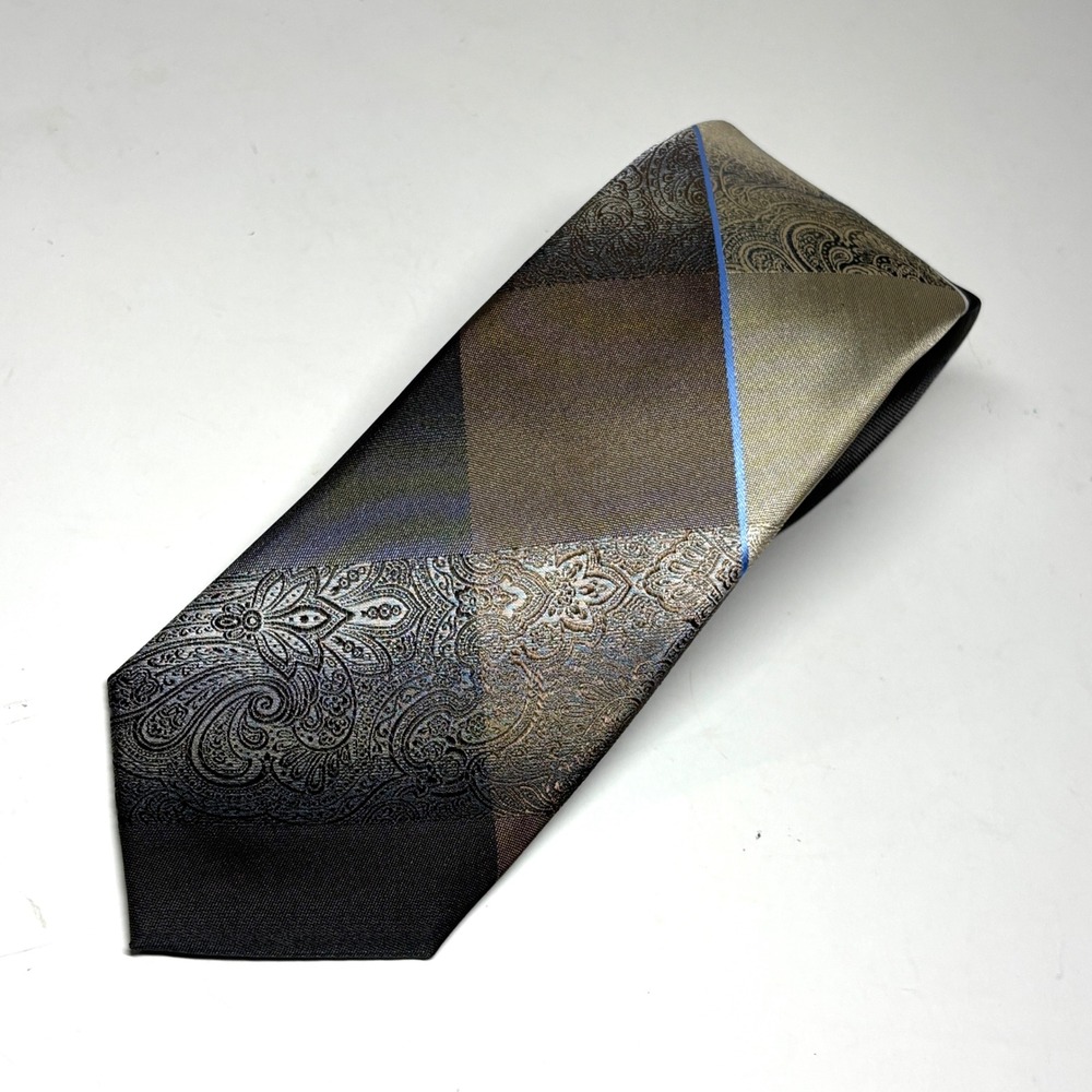 Van Heusen Necktie Mens OS Brown‎ Paisley Patchwork Polyester Tie Corporate